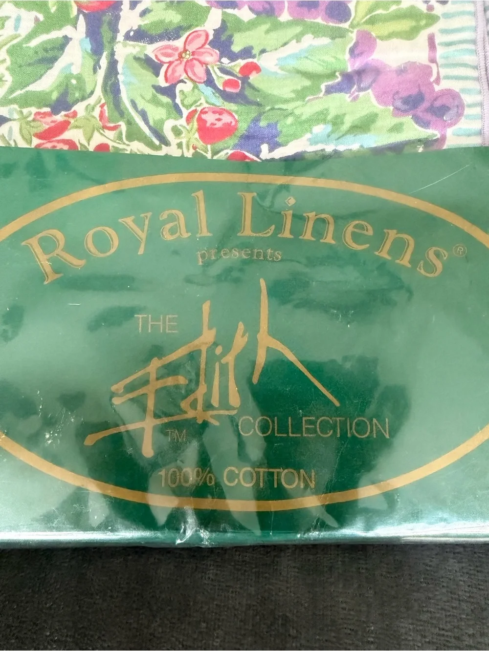 NWT Royal Linens Easter Tablecloth Floral Cotton Bunny Purple Green 60x102